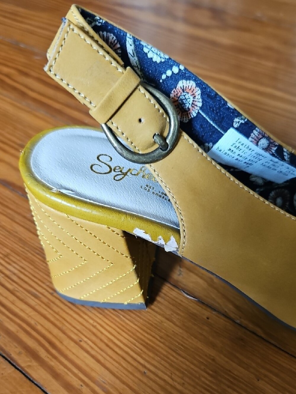Women's Mustard Slingback Block Heel Sandals - Picture 10 of 11